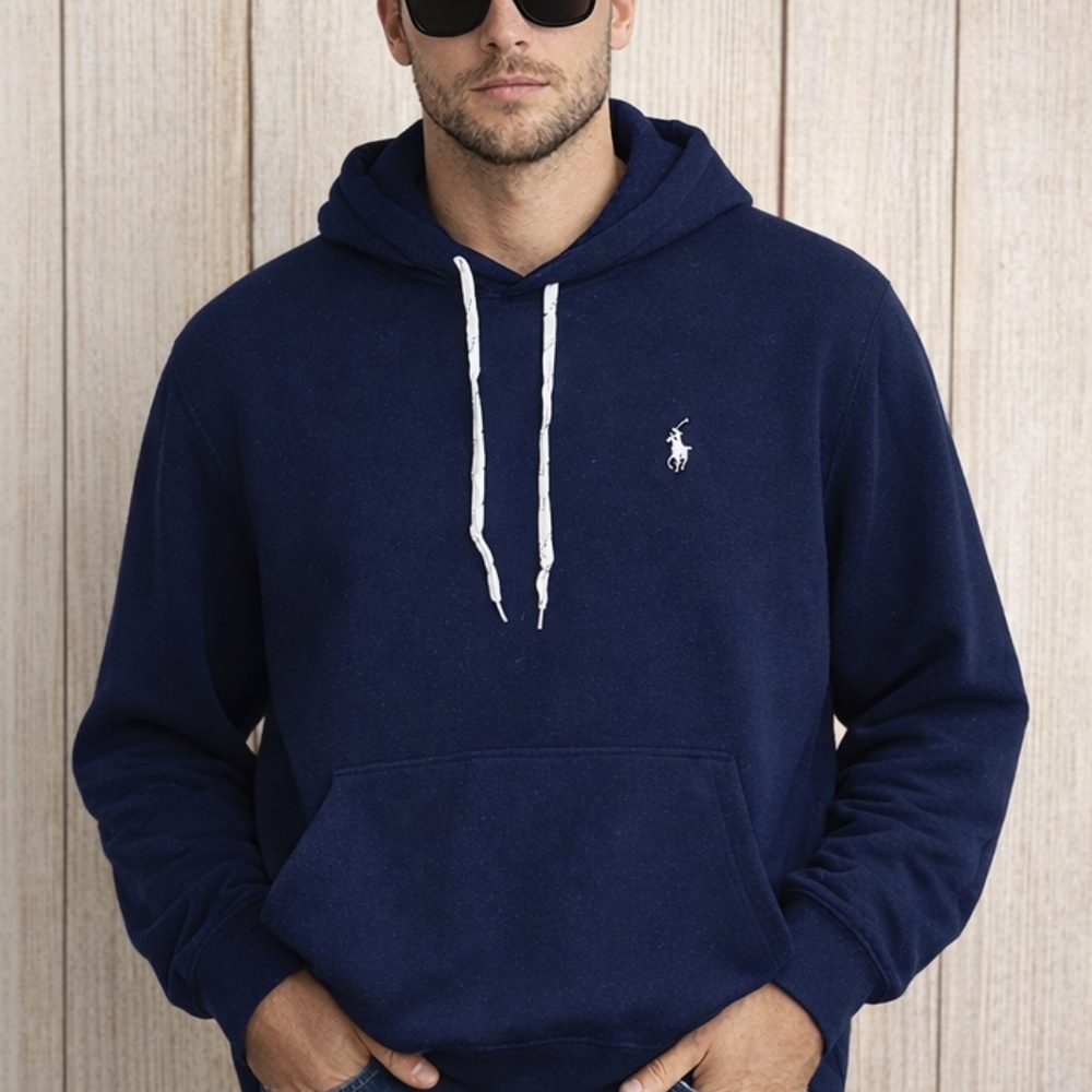 Polo by Ralph Lauren Navy Blue Logo Pullover Hoodie